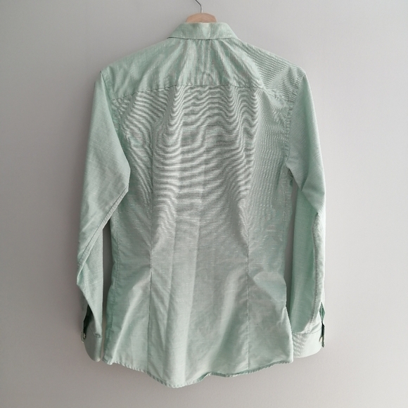 Eton Super Slim Fit Men's Dress Shirt Green Cotton Linen Blend 14.5 w 32" Sleeve - Picture 3 of 16